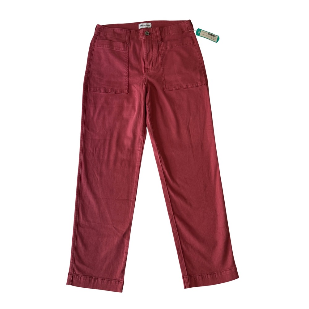 Studio Blue Shaya High Rise Patch Pocket Ankle Straight Pant 6 Dark Pink Career